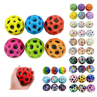 High-Bounce Moon Ball Stress Relief Toy - Colorful Sensory Meteor Ball