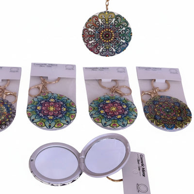 Double-sided folding vanity mirror with gold clip