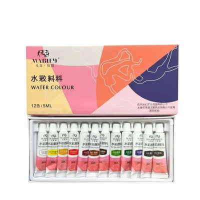 WABLE9 Professional Watercolor – 12 Vibrant Colors (5ml Tubes)