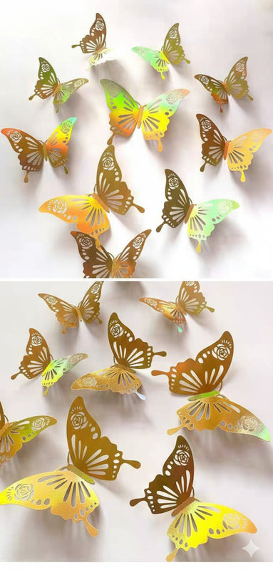 3D Metallic Aurora Butterfly Wall Decals