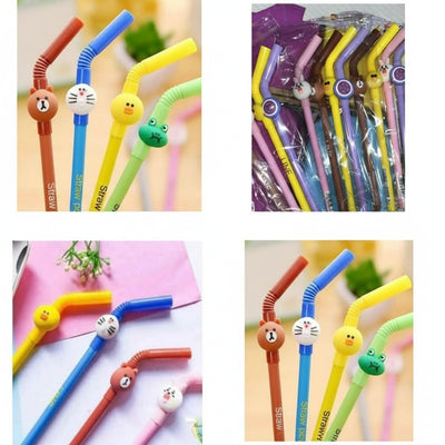 3D Flexible Spring Pens with Cute Cartoon Designs (4 Pieces)