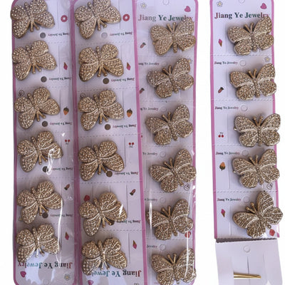 Golden Glitz Butterfly Hair Clips (6pcs).