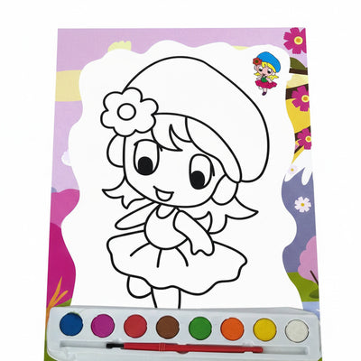 All-in-One Kids' DIY Watercolor Coloring Kit with 8 Paints & Brush