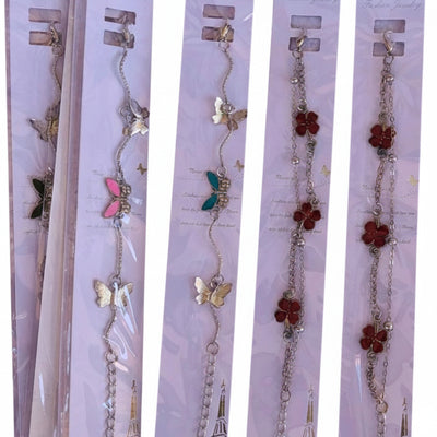 Elegant Butterfly & Floral Chain Bracelets.
