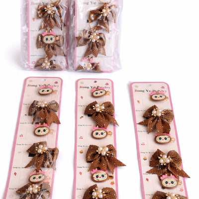 Girls Hair Clips Set with Bow Design (6Pcs)