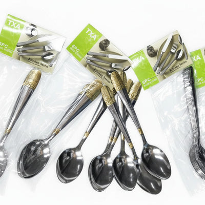 Royal Gold-Inlay Stainless Steel Spoon Set (6-Piece).