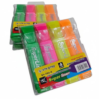 Super Liner Highlighter Set - 4 Vibrant Fluorescent Colors